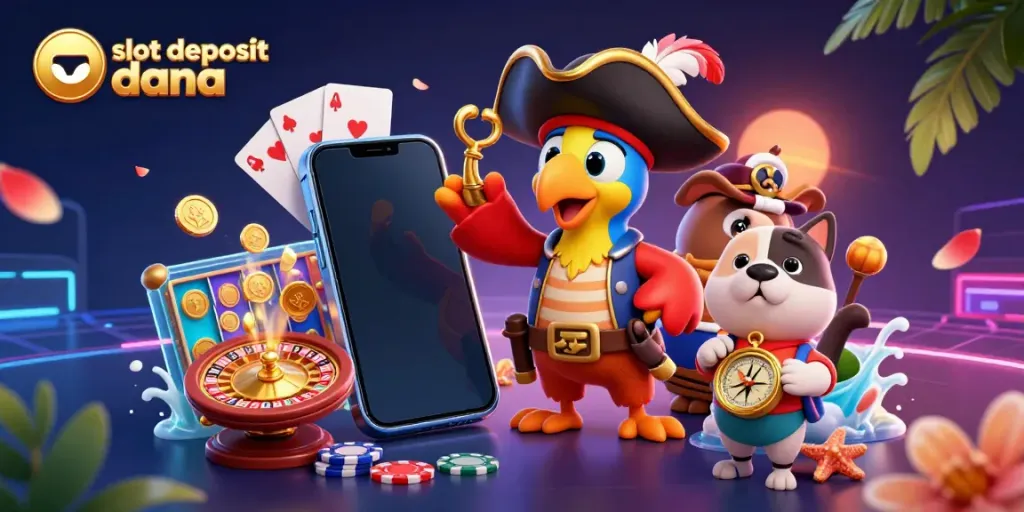 Engage in exciting slot deposit dana gameplay with vibrant characters and dynamic casino elements.