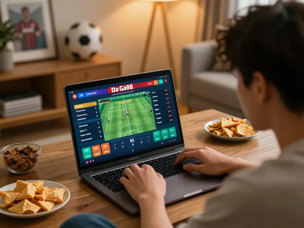 Engaging in da ga88 sports betting online at home with an intense focus on device
