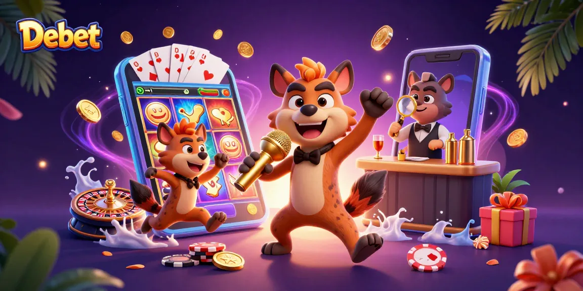 Debet players winning big while enjoying a vibrant comedy casino scene with lively characters.