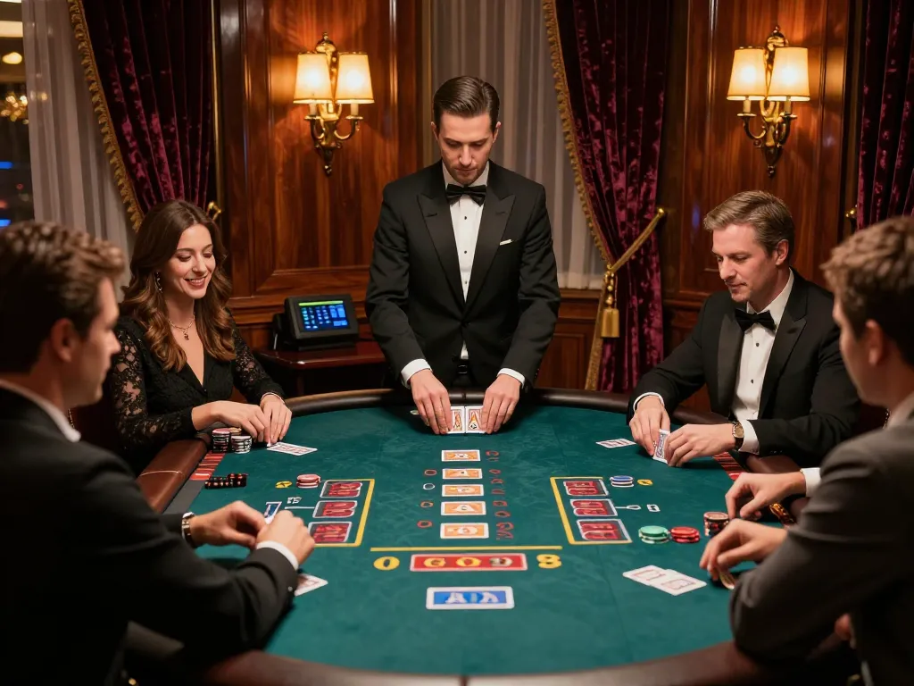 Rikvip players engaging in live casino Baccarat with elegant dealers and sophisticated ambiance