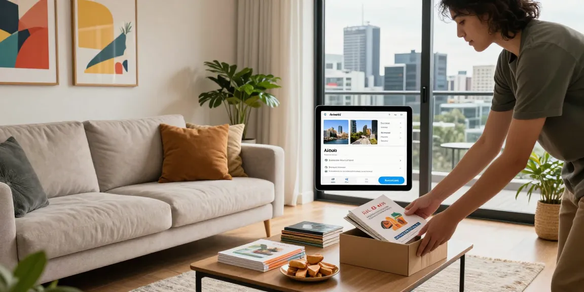 Melbourne short-term rental management in a stylish apartment with a welcoming host preparing for guests
