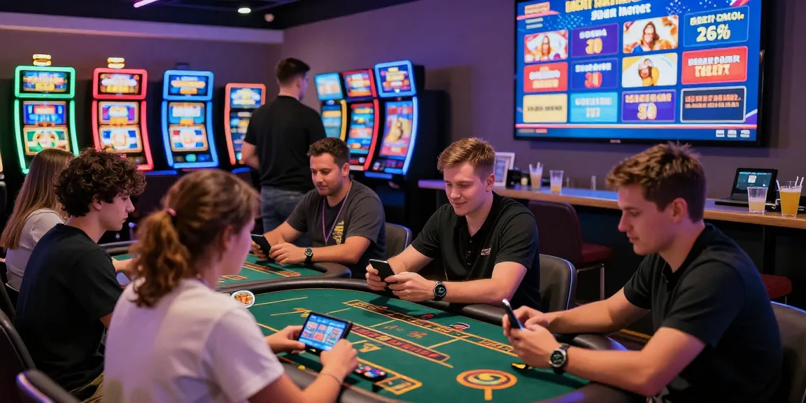 Credit card casinos at being-there.org.uk showcasing players enjoying gaming with laptops and smartphones in vibrant environments.