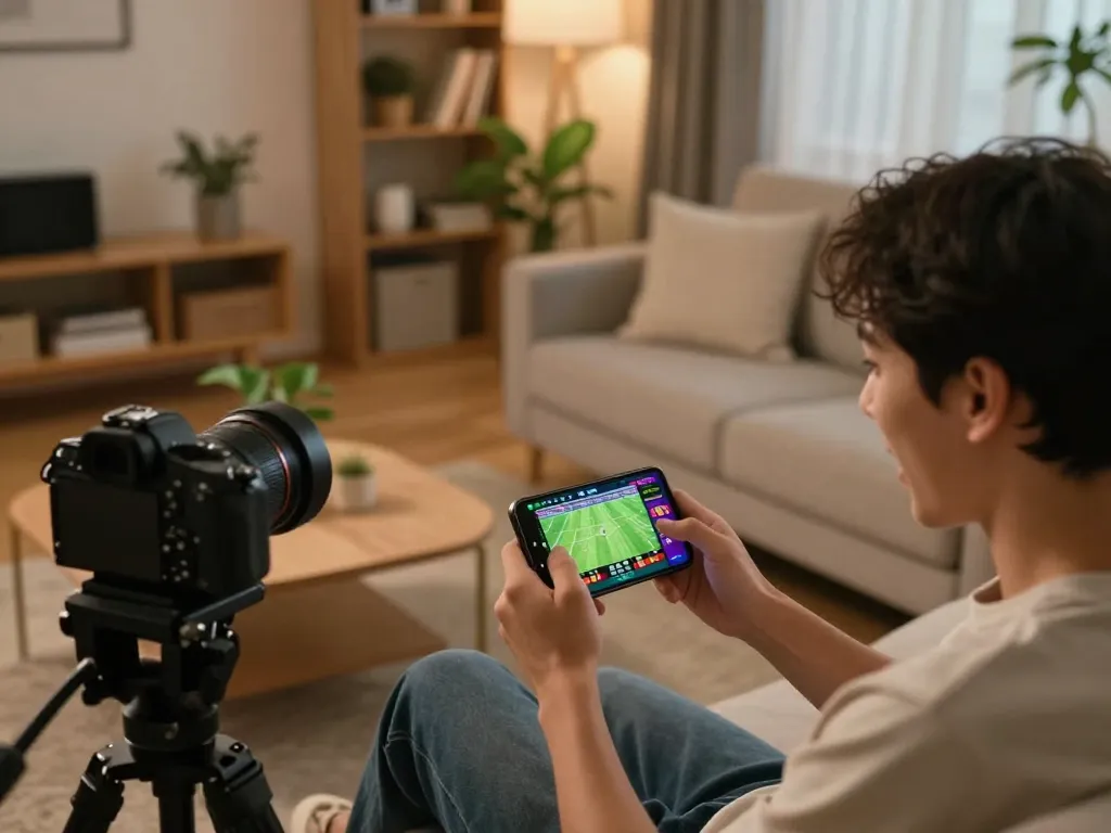 Xoilac user placing bets on a smartphone during live sports event, showcasing online betting excitement.