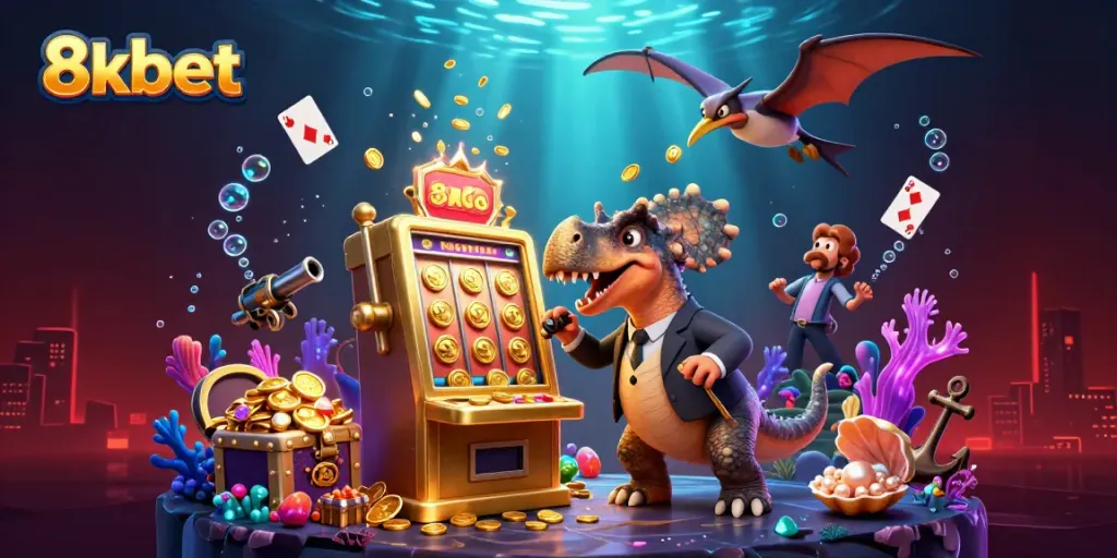 Experience thrilling wins with 8xbet, where animated characters celebrate jackpot payouts in vivid casino scenes.