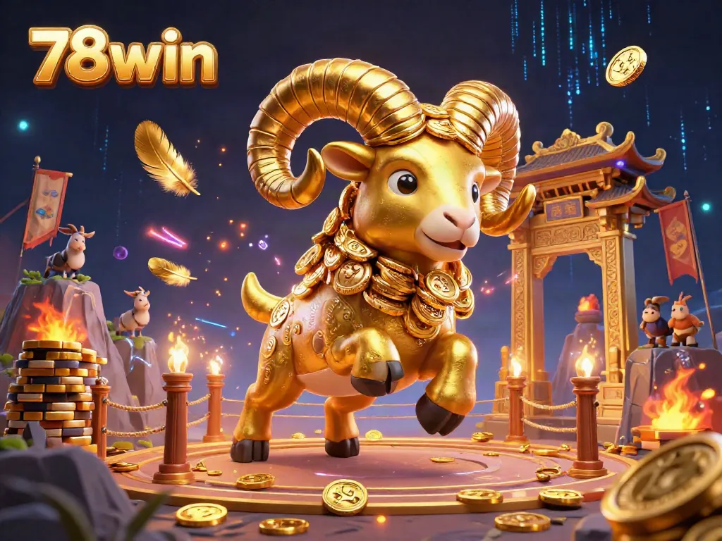 Engage in thrilling games with 78win at a vibrant casino setting filled with gold and energy.