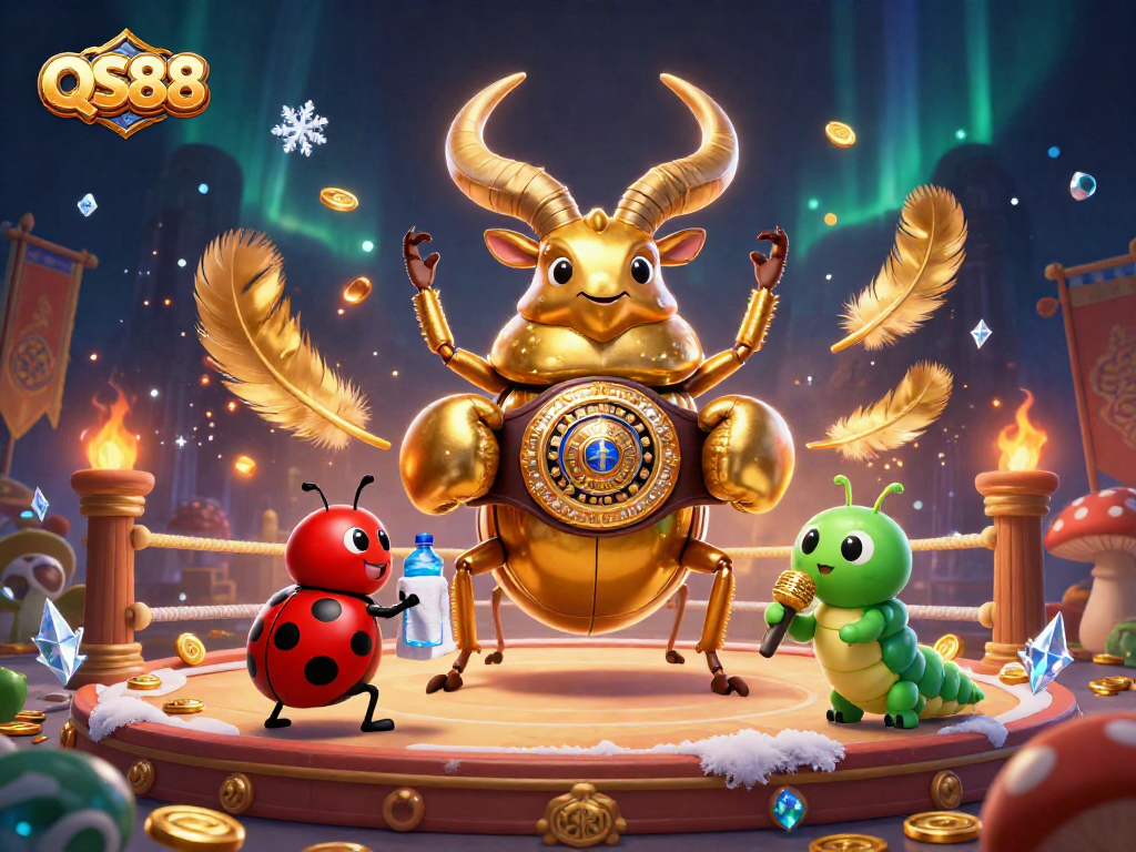 Join the excitement at QS88 as the championship beetle faces off in a vibrant casino arena.