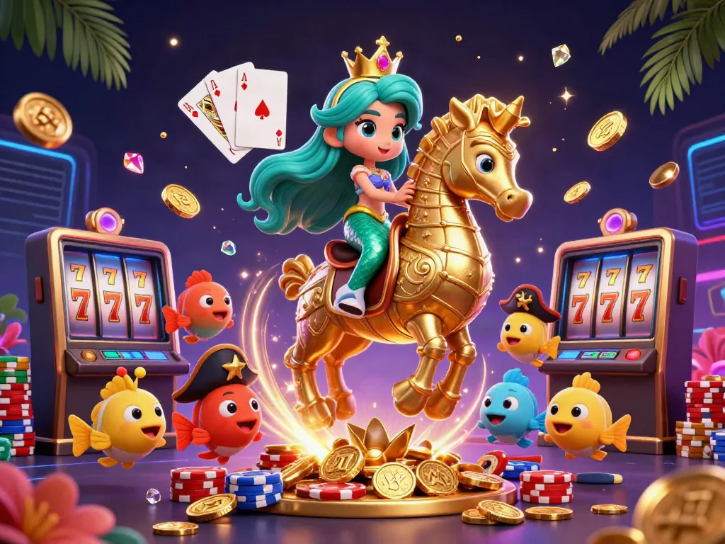 Experience the magical TK88 casino adventure with a mermaid, seahorse, and treasures.