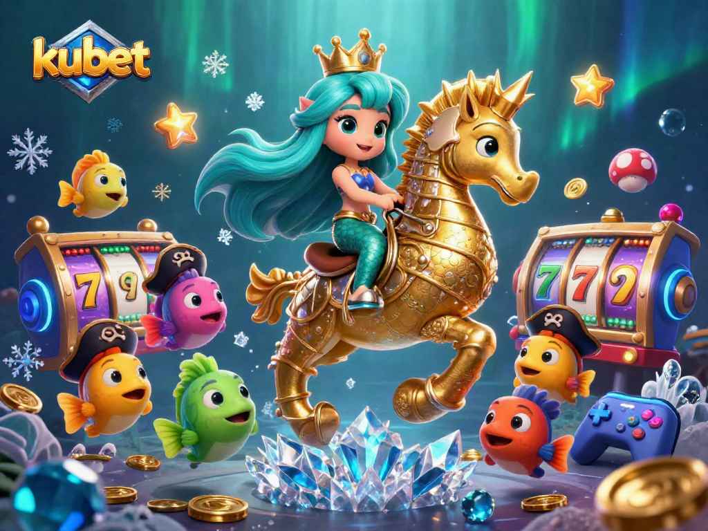 kubet features vibrant underwater casino illustration with mermaid and slot machines, engaging players