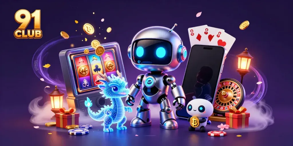 Play and win with the vibrant 91 CLUB, featuring exciting slot games and intriguing casino elements.