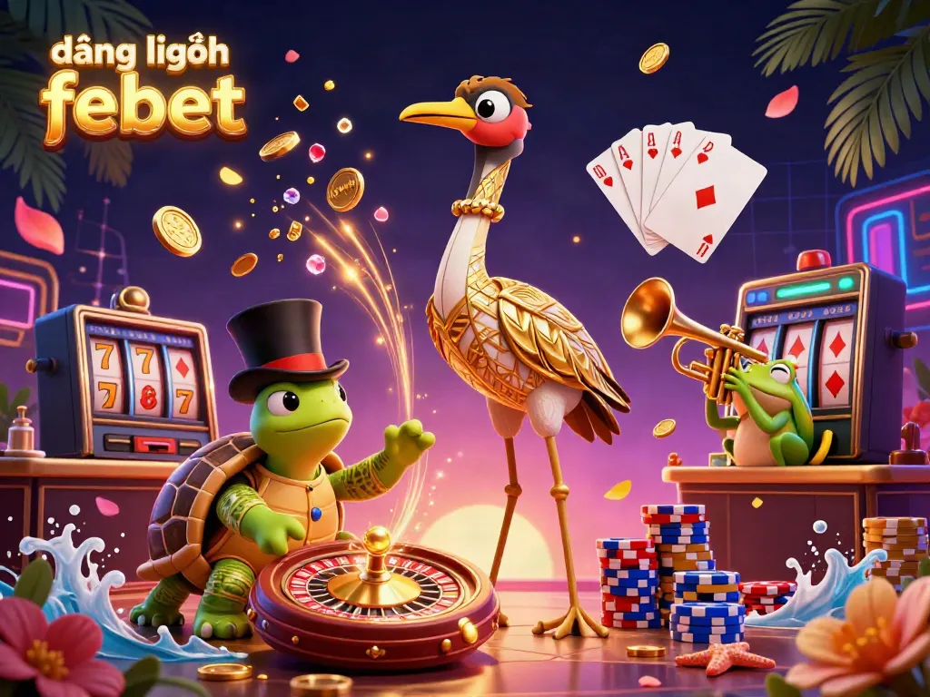Experience đăng nhập febet with a vibrant 3D casino scene featuring unique characters and dynamic gambling elements.