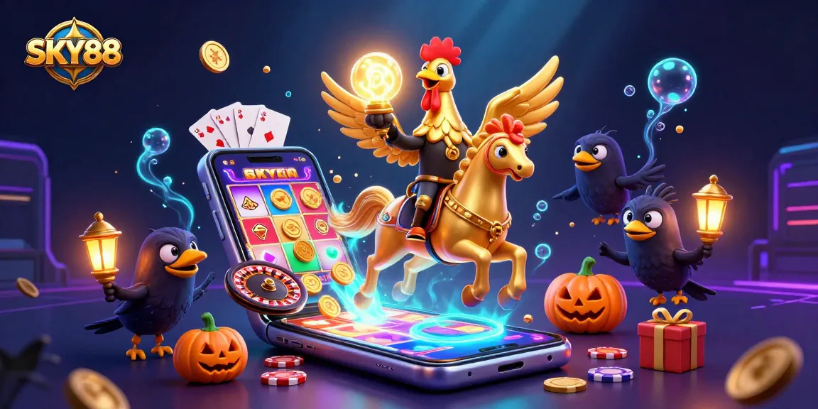 SKY88 offers exciting gaming with golden rooster, vibrant casino elements, and dynamic gameplay.