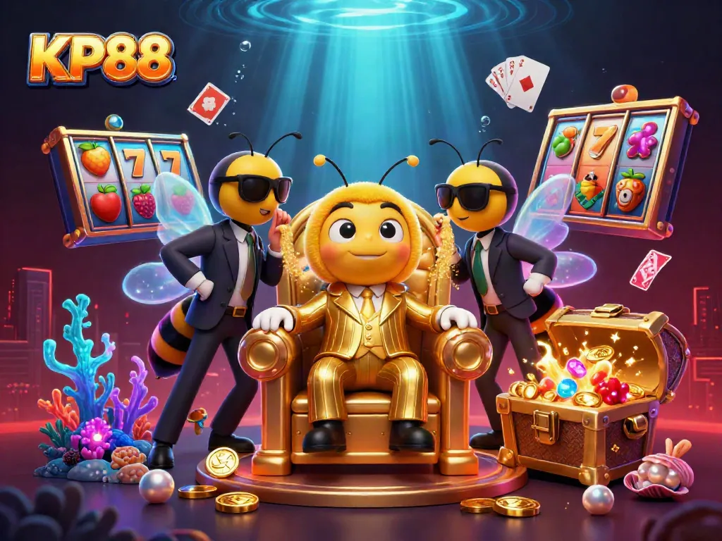 Experience KP88's dynamic gambling world with vibrant slots and animated elements.