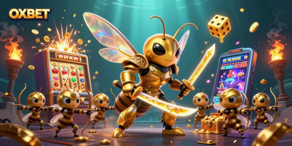 Embrace winning strategies with OXBET's vibrant casino games in a rich 3D illustration.