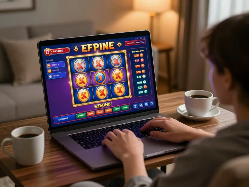 Player enjoying thrilling slot games on 789club in a cozy home setting