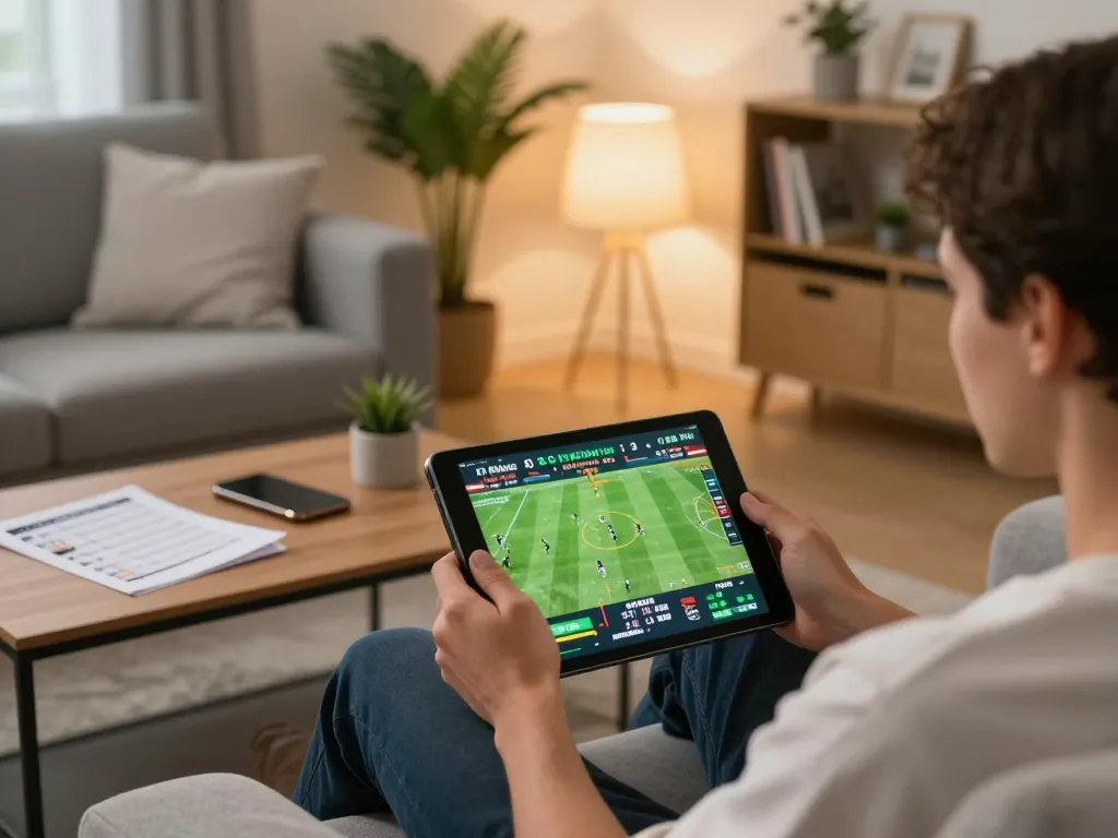 Xoilac sports betting action seen on a tablet, showcasing online gaming excitement