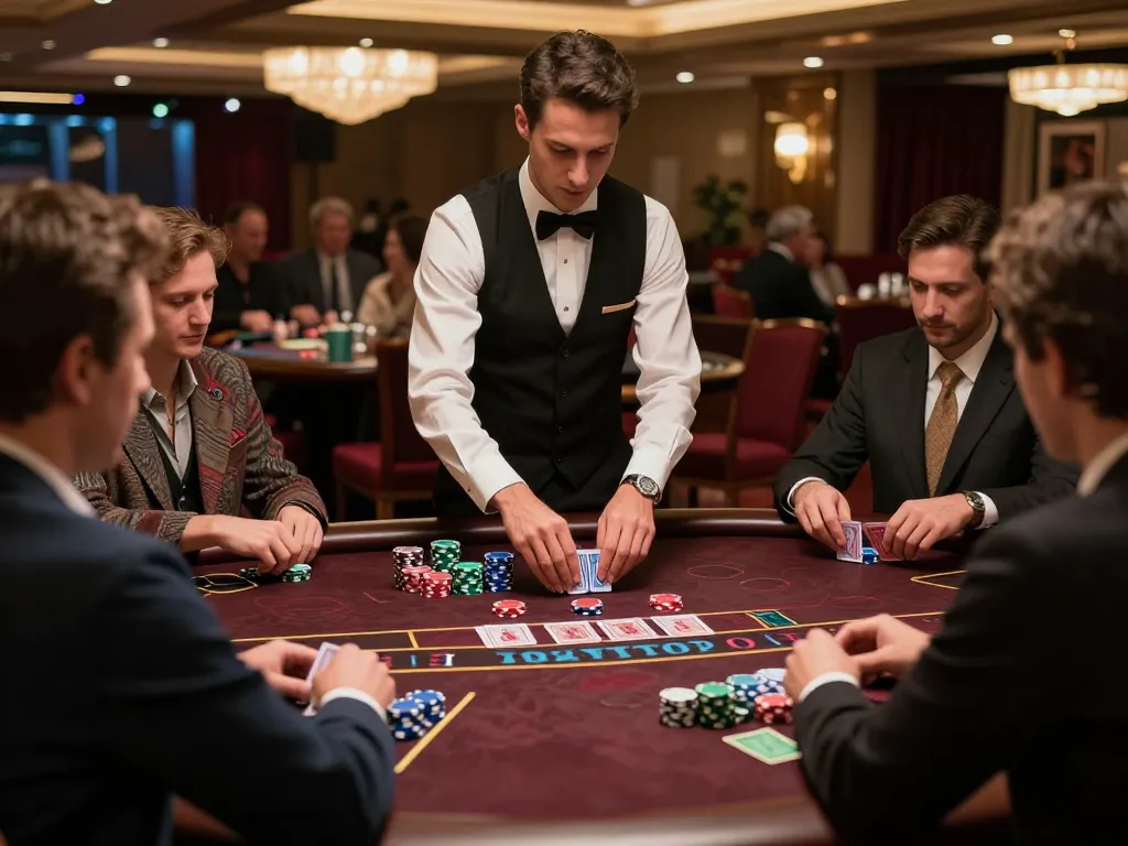 Players engaging in intense blackjack on Jun88 platform, showcasing strategic moves and focused atmosphere