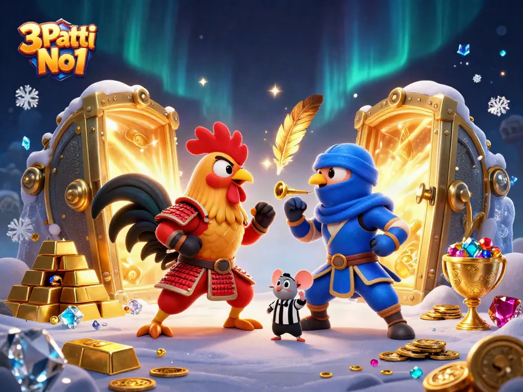 Engage with 3 Patti No1 in an electrifying showdown as roosters in armor battle for riches.