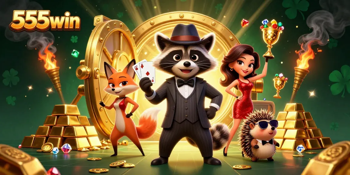 Experience the thrill of winning big at 555win with a vibrant casino scene featuring captivating characters and rich gaming elements.