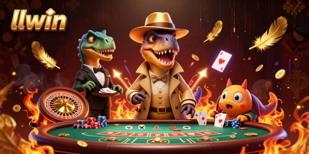 llwin card counter velociraptor discreetly playing blackjack while a stegosaurus pit boss supervises