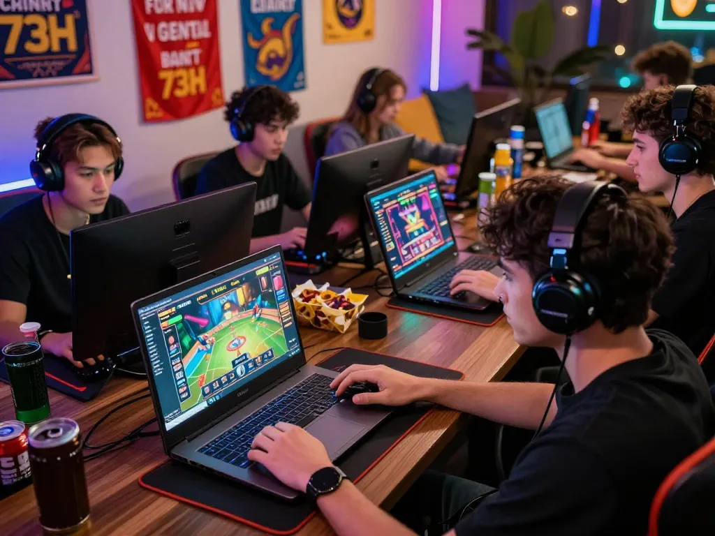 Players engaging with the 73H gaming platform in a vibrant online gaming setting, showcasing excitement and community.