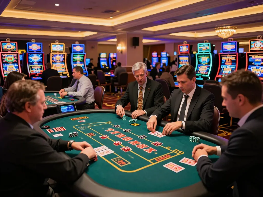 TR88 players engaging in strategic gameplay at casino tables filled with excitement and vibrant atmosphere
