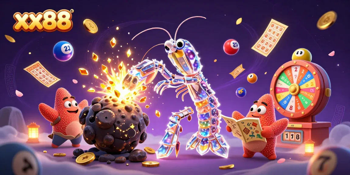 Engage with xx88's vibrant, thrilling gaming scene filled with lottery balls and golden treasures.