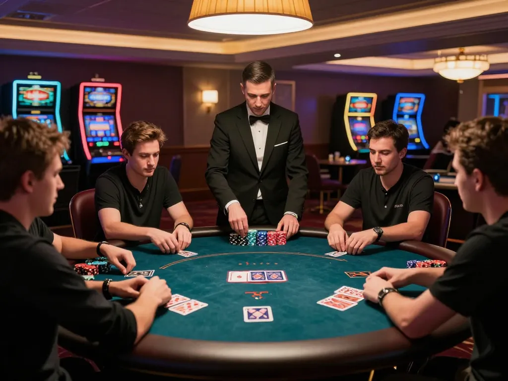 Players enjoying a thrilling poker game at 78 win casino, highlighting strategic gameplay and excitement.