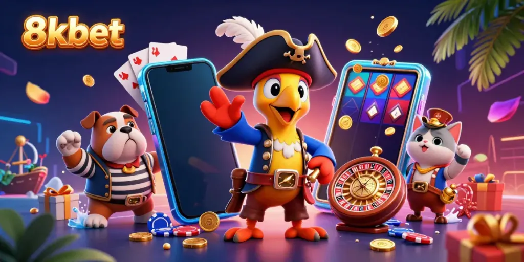 Engage in thrilling gameplay at 8xbet with colorful slot games, featuring lively characters and dynamic casino elements.