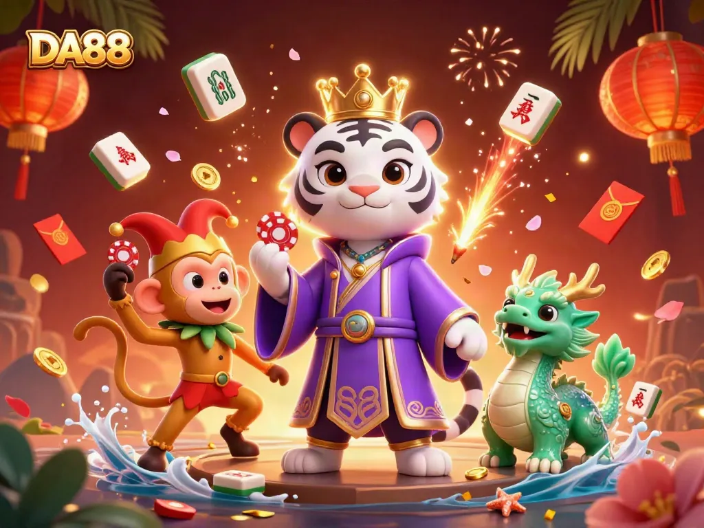 Engage with DA88's exciting online casino experience featuring vibrant characters and dynamic gameplay elements.