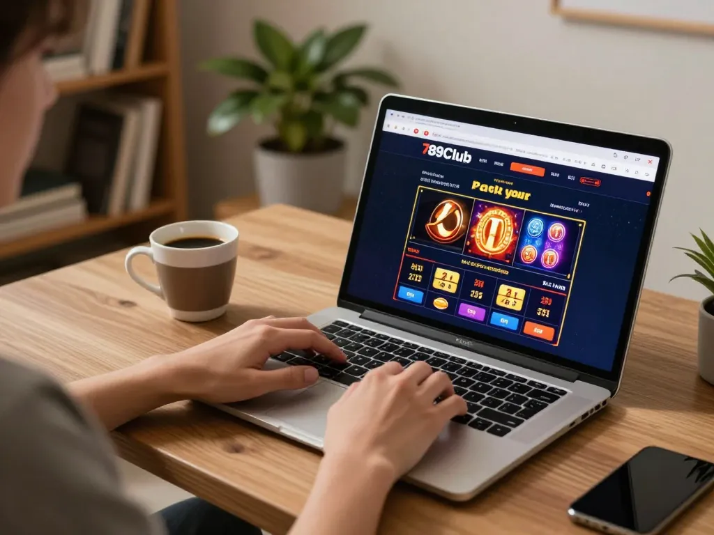 Engaged user experiencing online gaming on 789Club's platform, highlighting the convenience and excitement of home gambling.