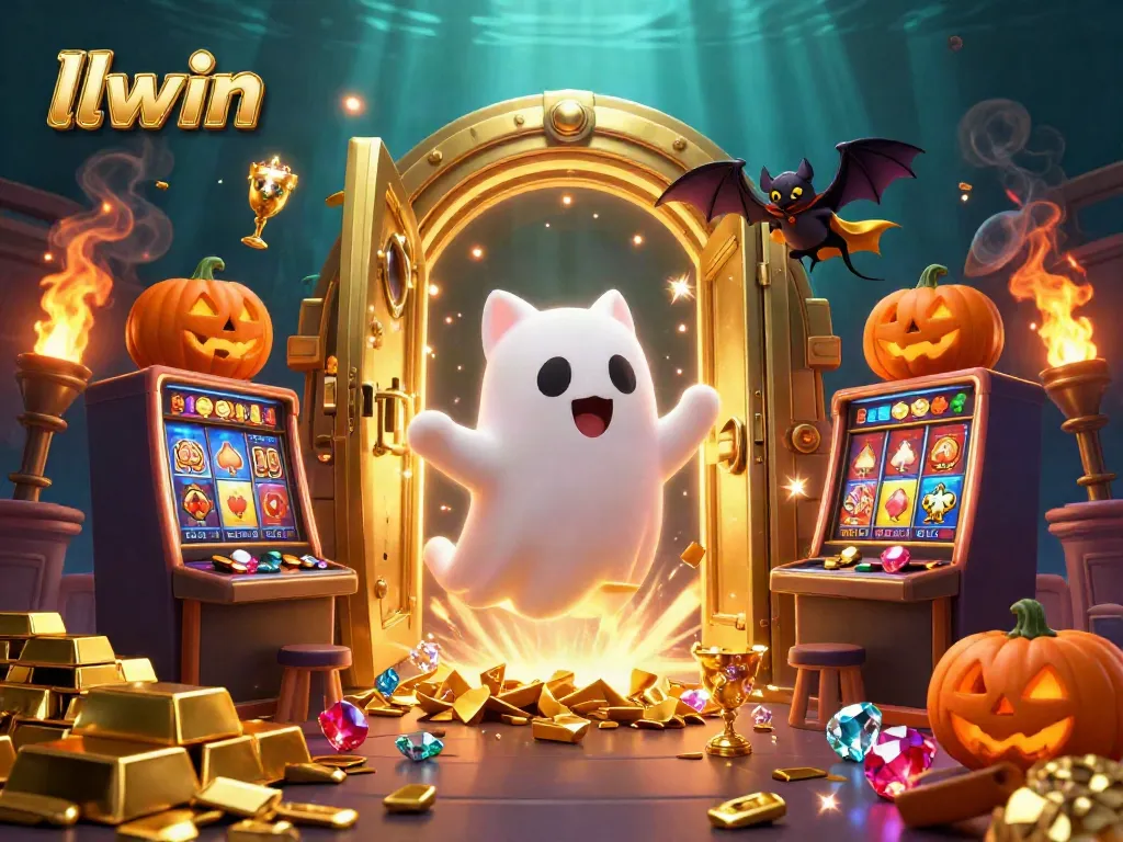 Experience exciting wins at llwin casino with a ghost cat and flying treasures in a vibrant atmosphere.