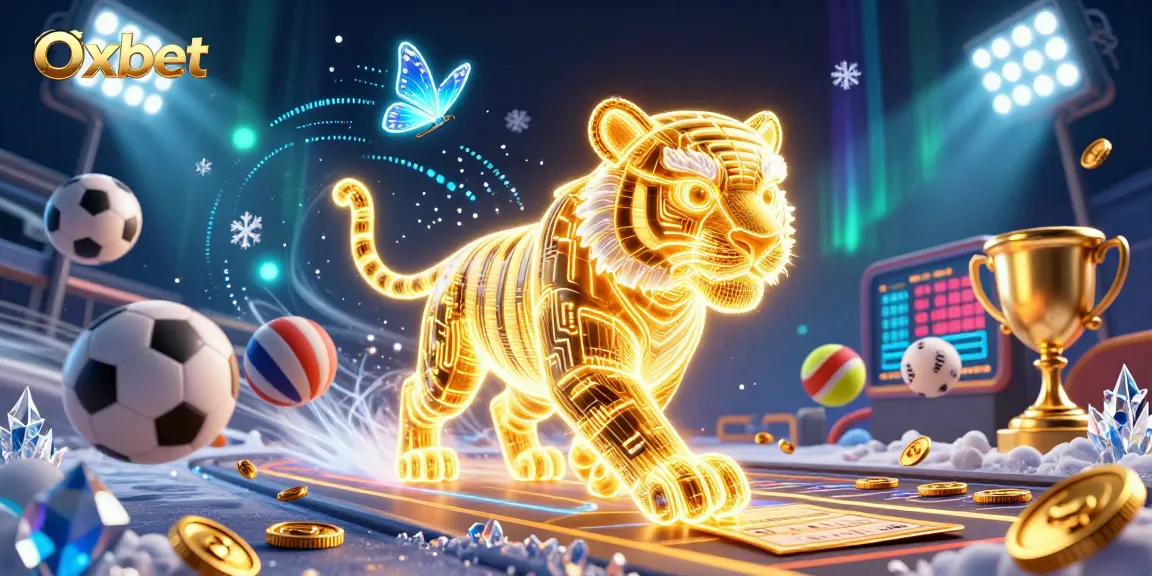 Experience thrilling wins at Oxbet with a dynamic casino landscape illuminated by neon elements.