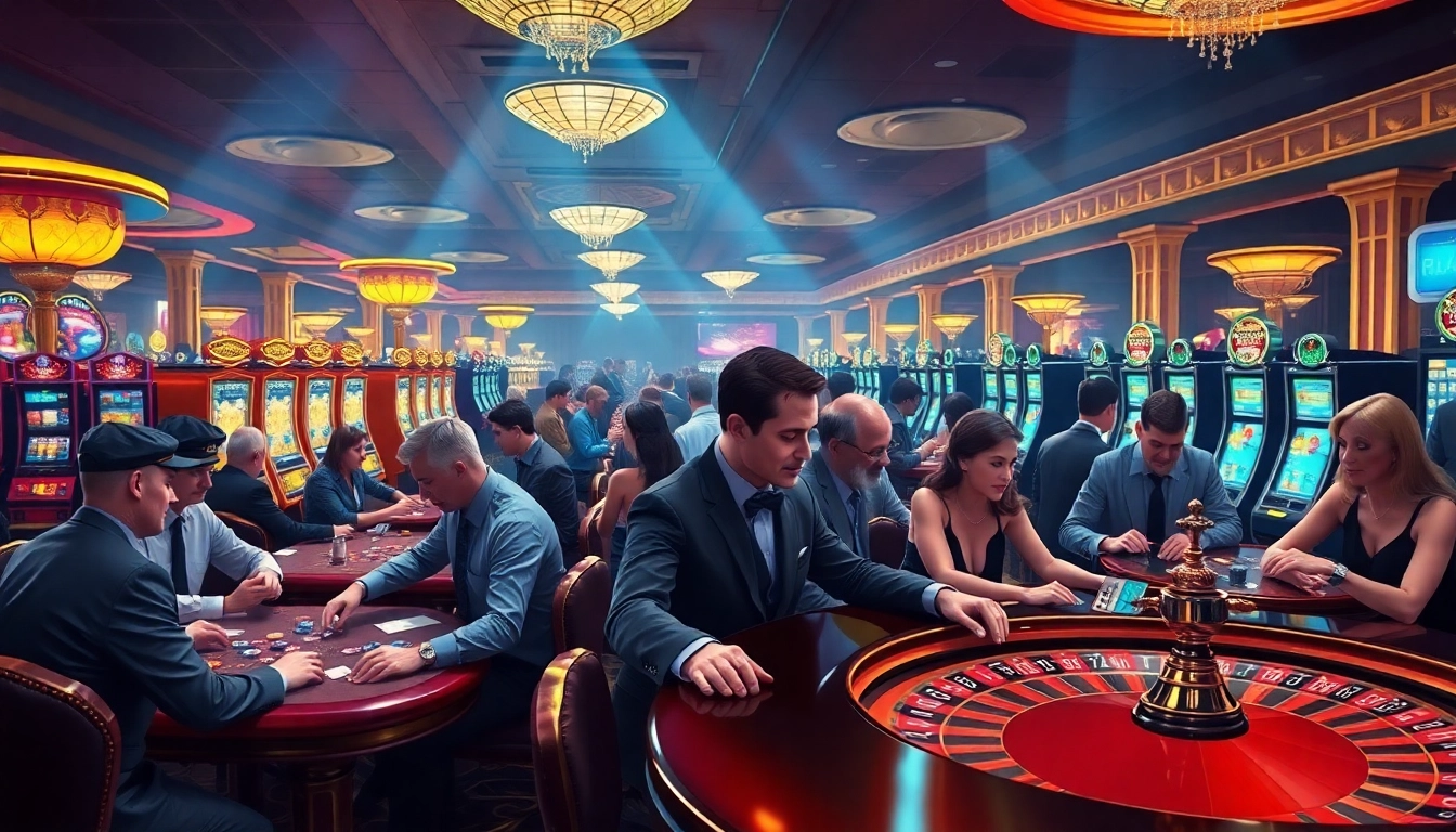 Experience the thrill of gaming action at THA casino with vibrant tables and joyful players.