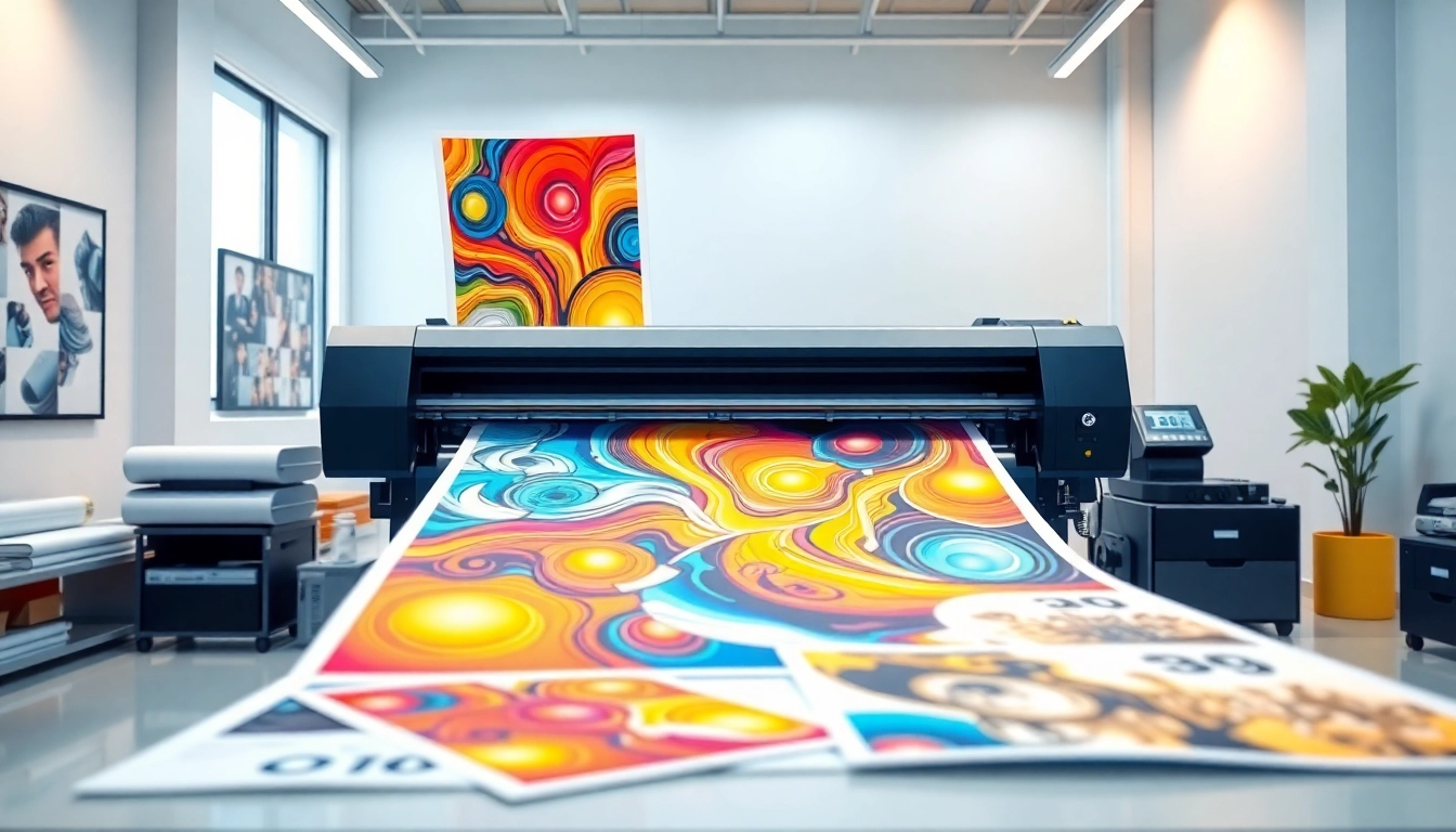 Explore professional poster printing technology showcasing vibrant colors and advanced designs in action.