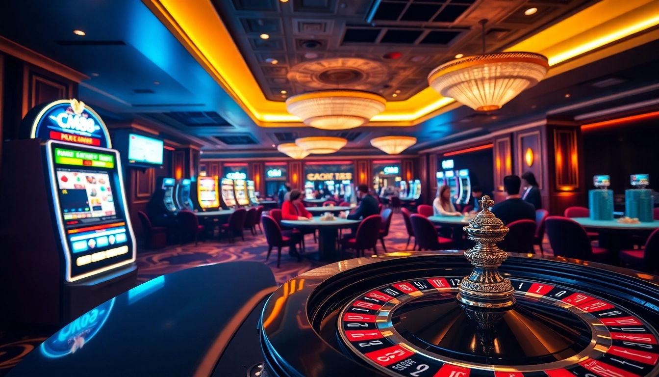 CM88 casino scene with lively roulette and slot machines highlighting thrilling gameplay.