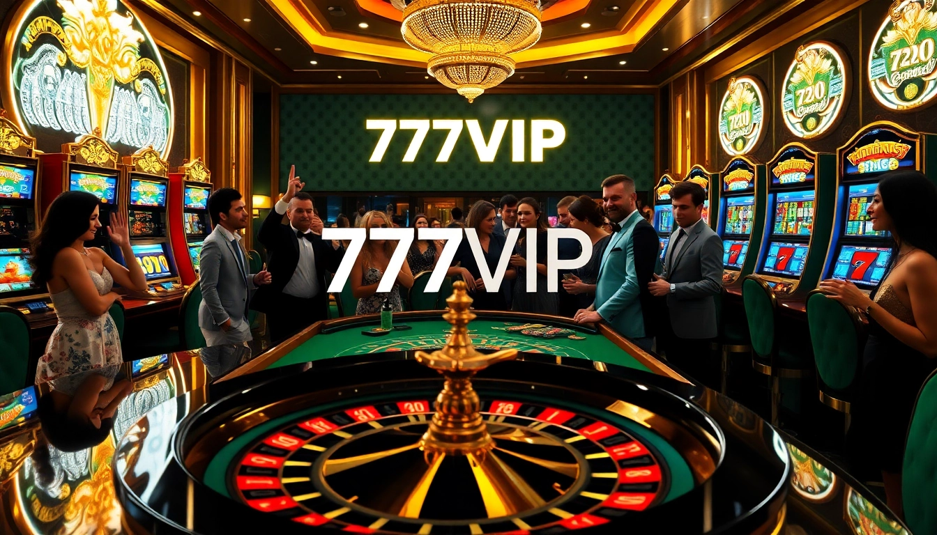 Experience the thrills of 777VIP casino games with lively players enjoying roulette and slots.