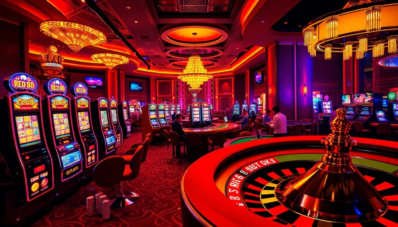 Experience excitement at red88 casino with vibrant slot machines and engaging poker action.