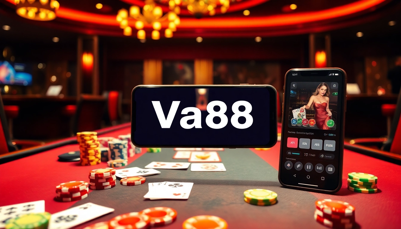 Experience the excitement of gaming with Va88 in a vibrant casino atmosphere.