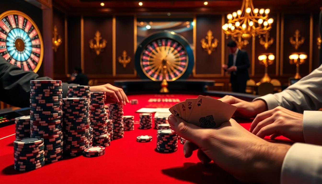 Experience the thrill of high-stakes betting with 52WIN poker action, showcasing chips and cards.