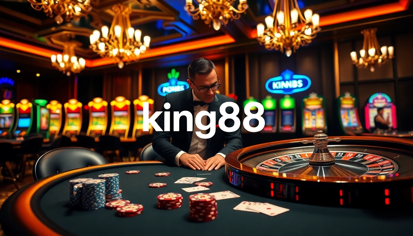 Experience the thrill of king88 at a luxurious casino table with vibrant games and action.