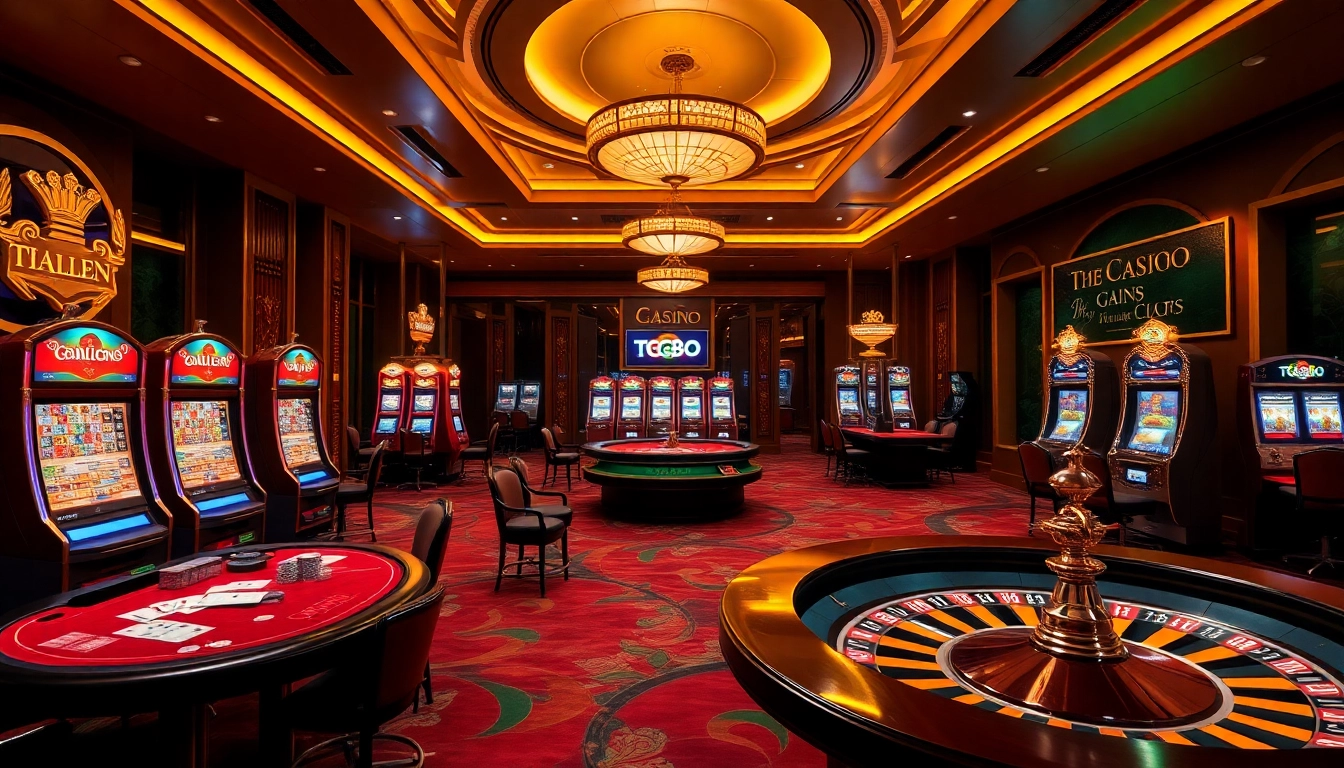 Experience the thrill of gambling at TG88.COM with vibrant casino tables and slot machines.