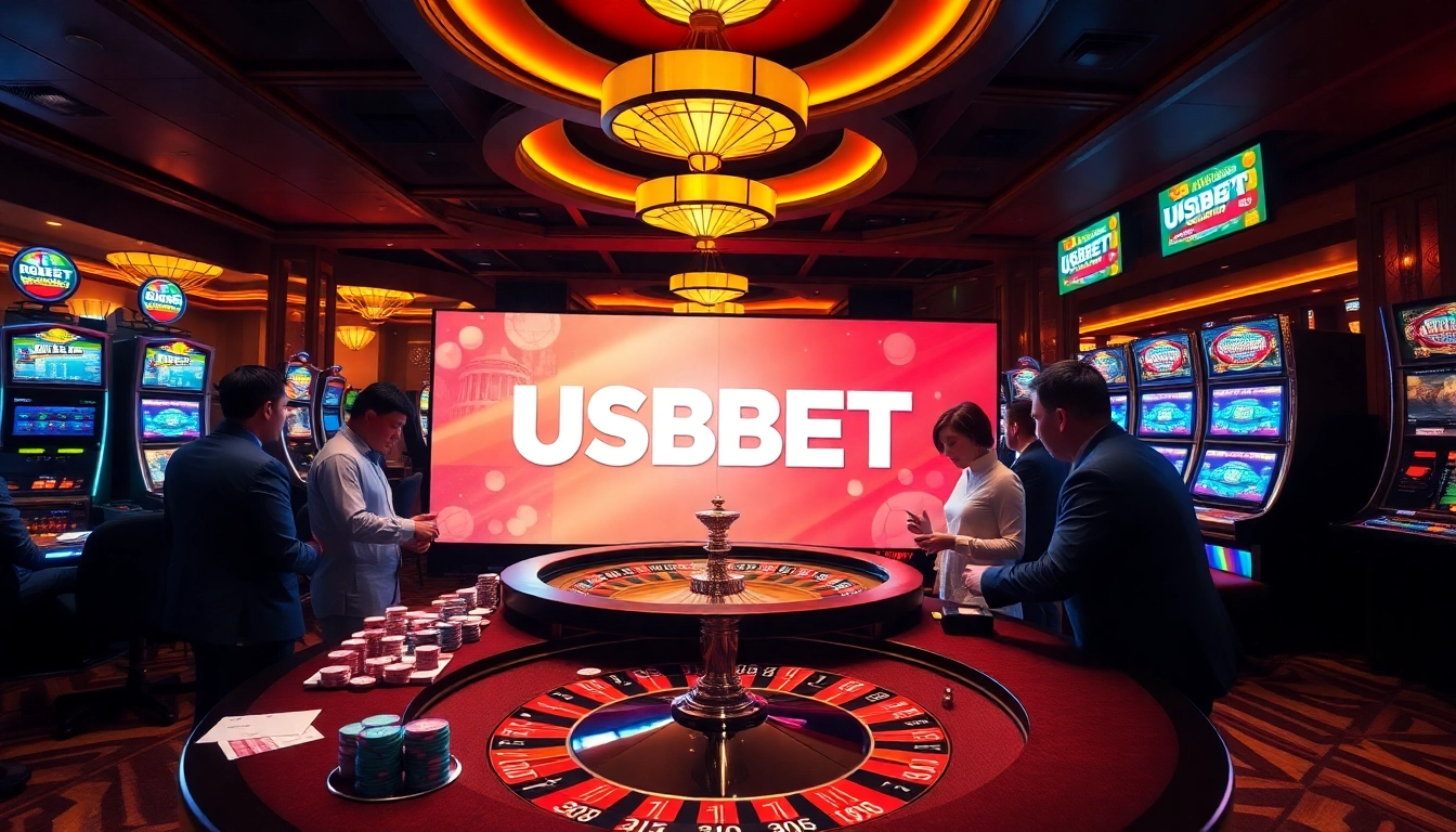 Experience the excitement of USBET at a luxury casino with vibrant games and thrilling atmospheres.