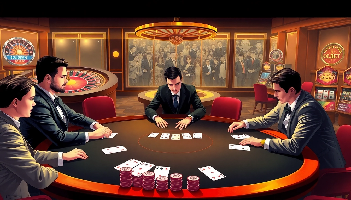 Experience high-stakes poker at usbet with players engaged in intense gameplay.