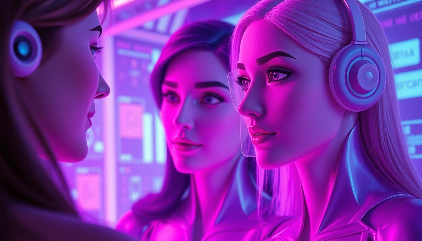 Engaging AI porn chat with lifelike characters in a vibrant digital setting.