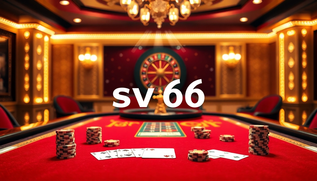 Engaging scene at nhà cái sv66 with players enjoying poker at a luxurious casino table, highlighting excitement.