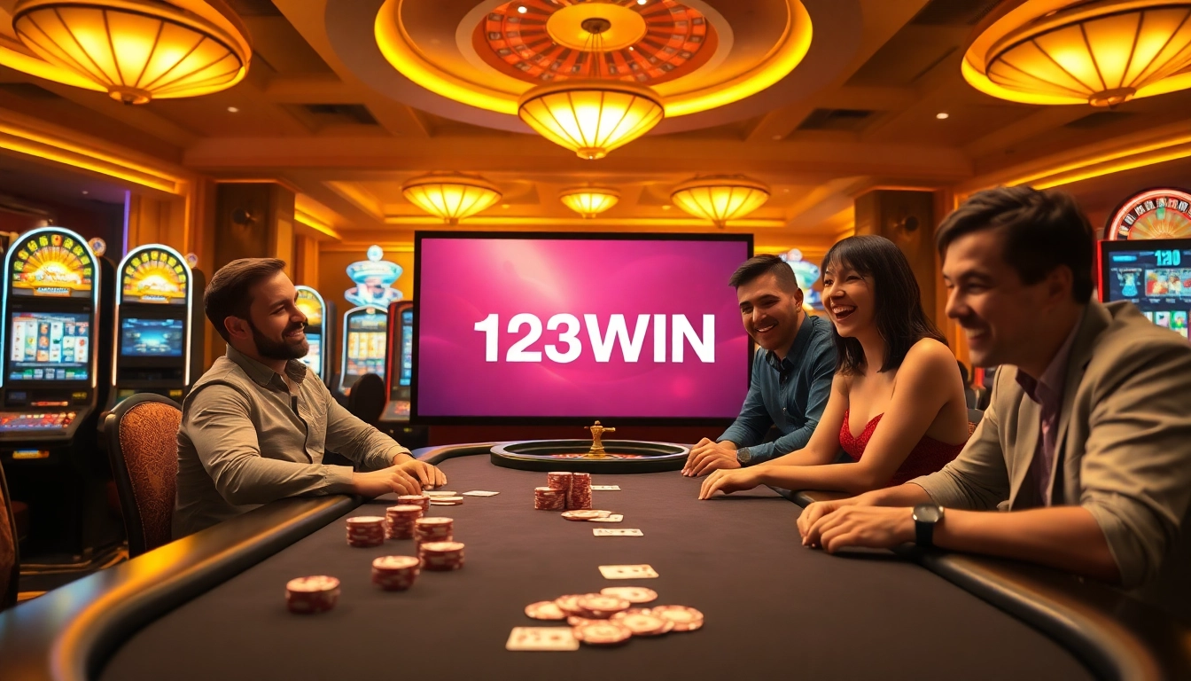 Experience the excitement of winning at 123WIN, featuring vibrant casino gaming elements.