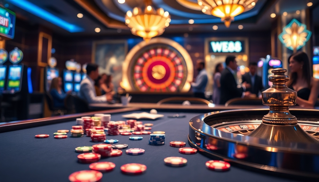 Experience excitement at WE88 with vibrant casino tables and dynamic gaming atmosphere