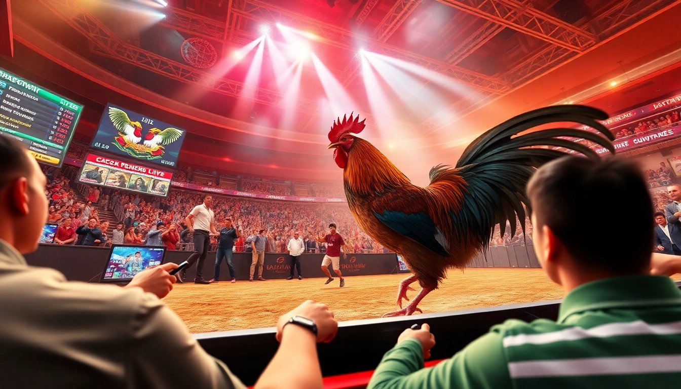 Experience live cockfighting action at dagawin.live, featuring thrilling visuals and an engaging betting interface.