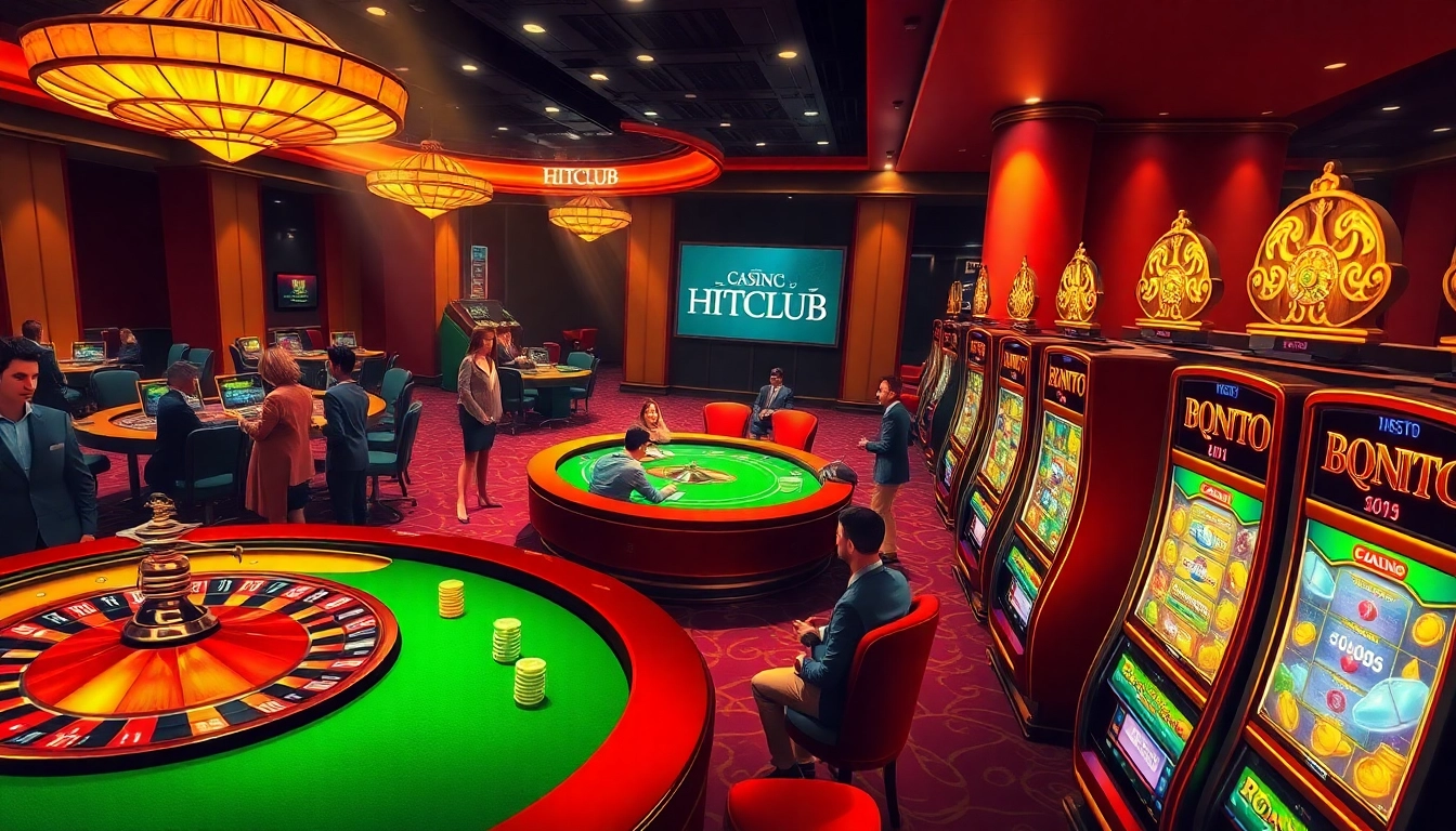 HITCLUB online casino scene featuring vibrant slot machines and exciting gameplay.