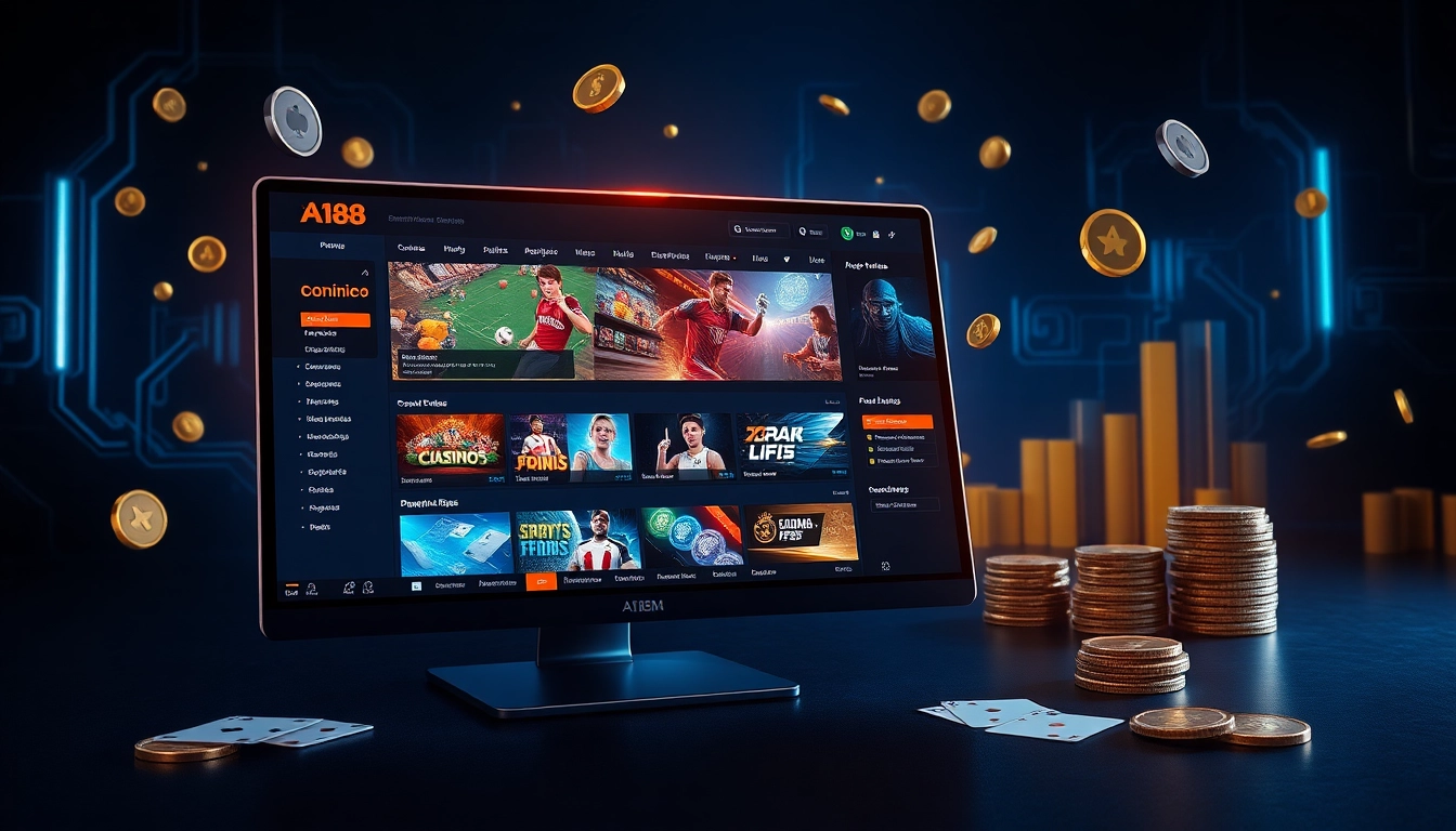 Engaging digital gaming scene showcasing A188's casino interface with vibrant visuals and interactive elements.
